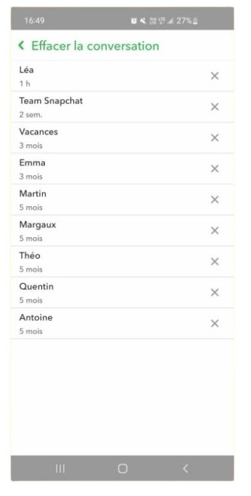 Sélectionner conversation Snapchat
