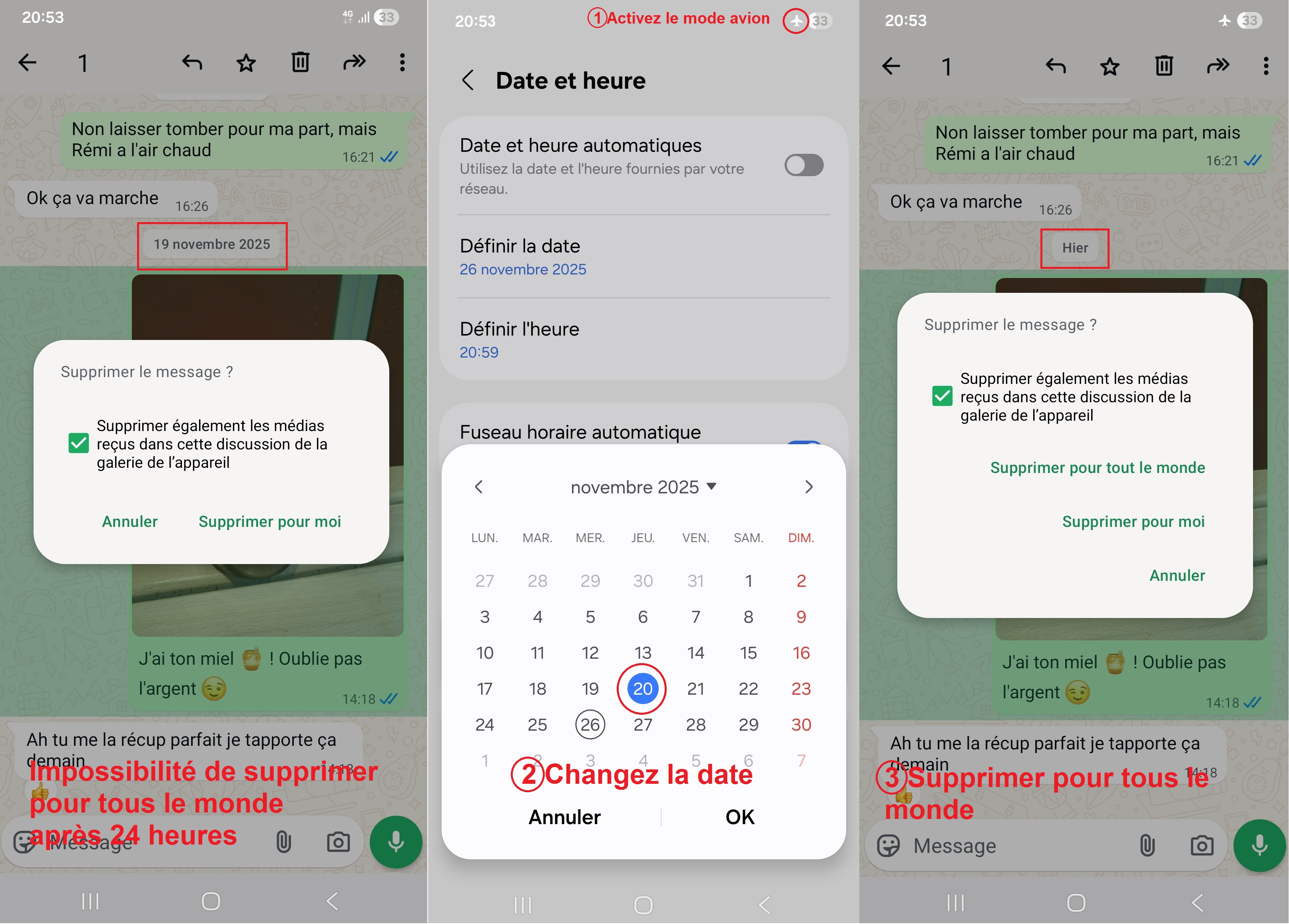 Supprimer pour tout le monde WhatsApp