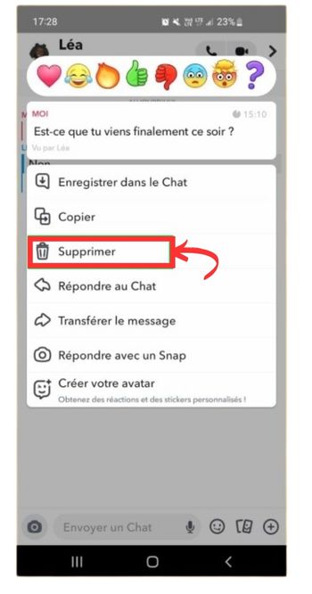 Supprimer message Snapchat
