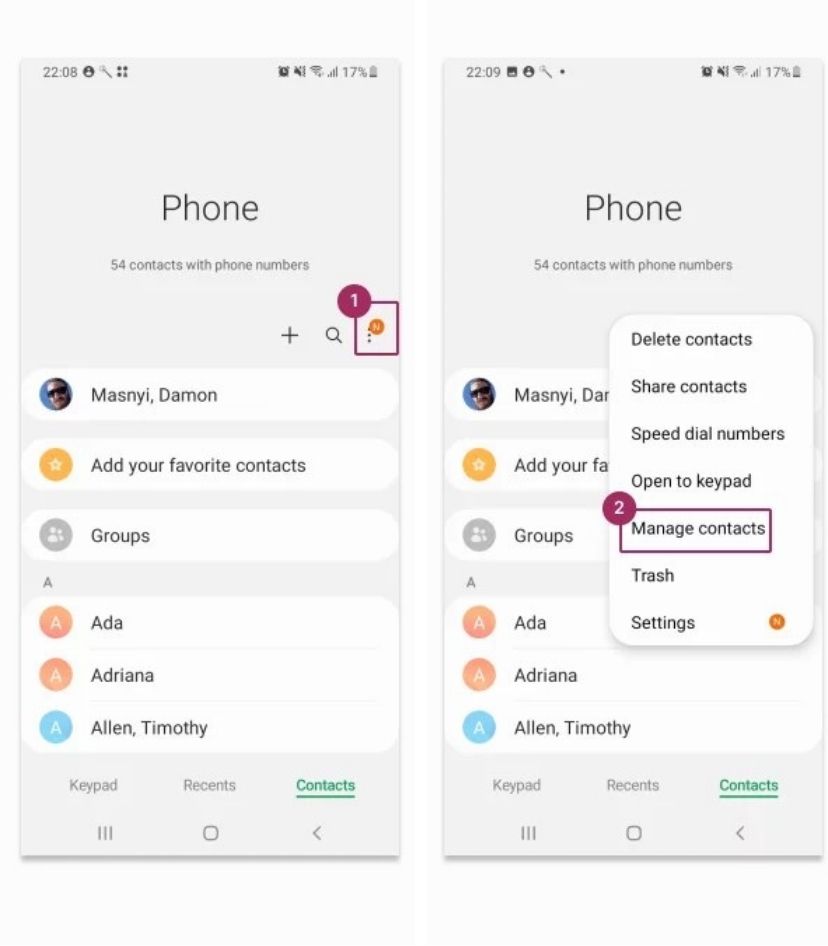 Transfert de contacts via carte SIM