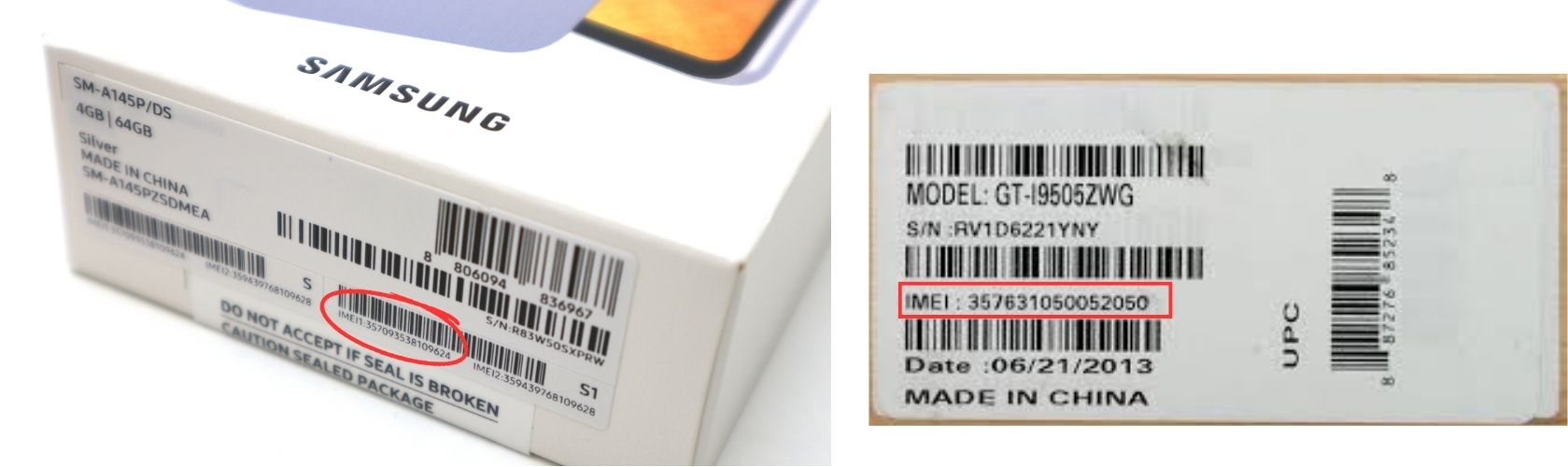 Vérifiez l'emballage pour trouver le code IMEI