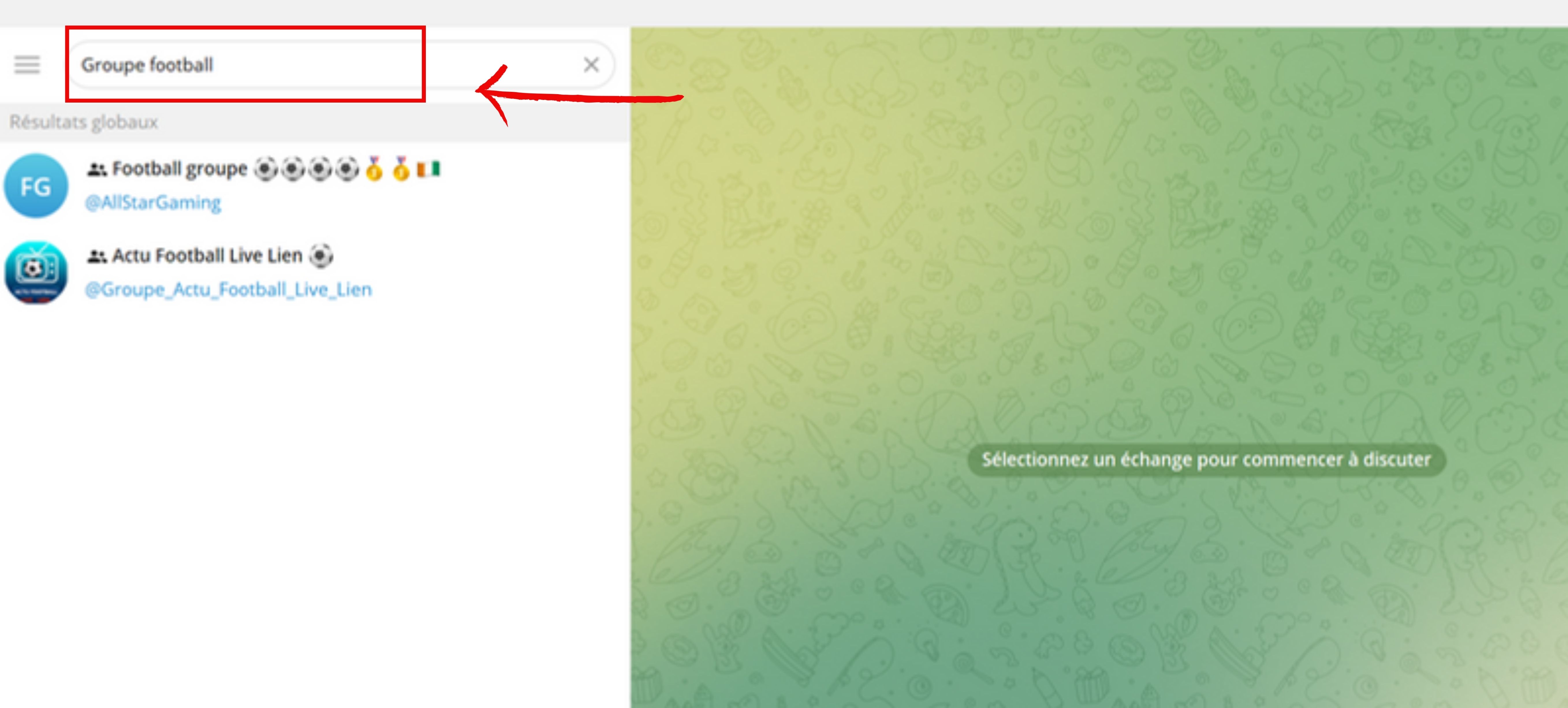 rechercher des groupes Telegram