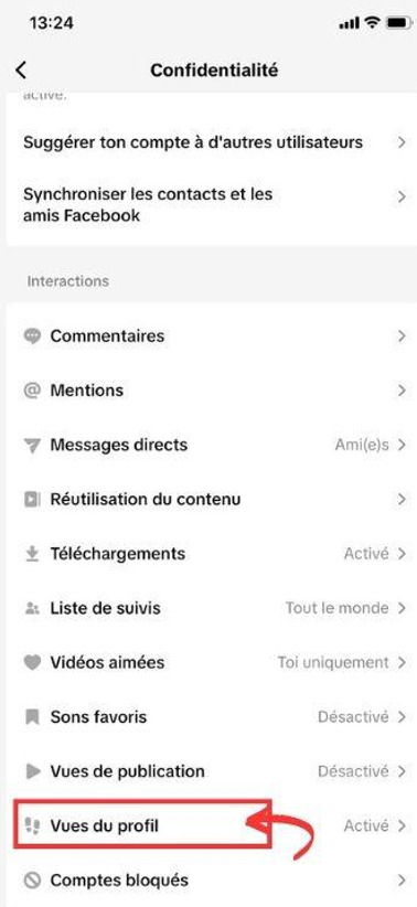 Vues de profil TikTok