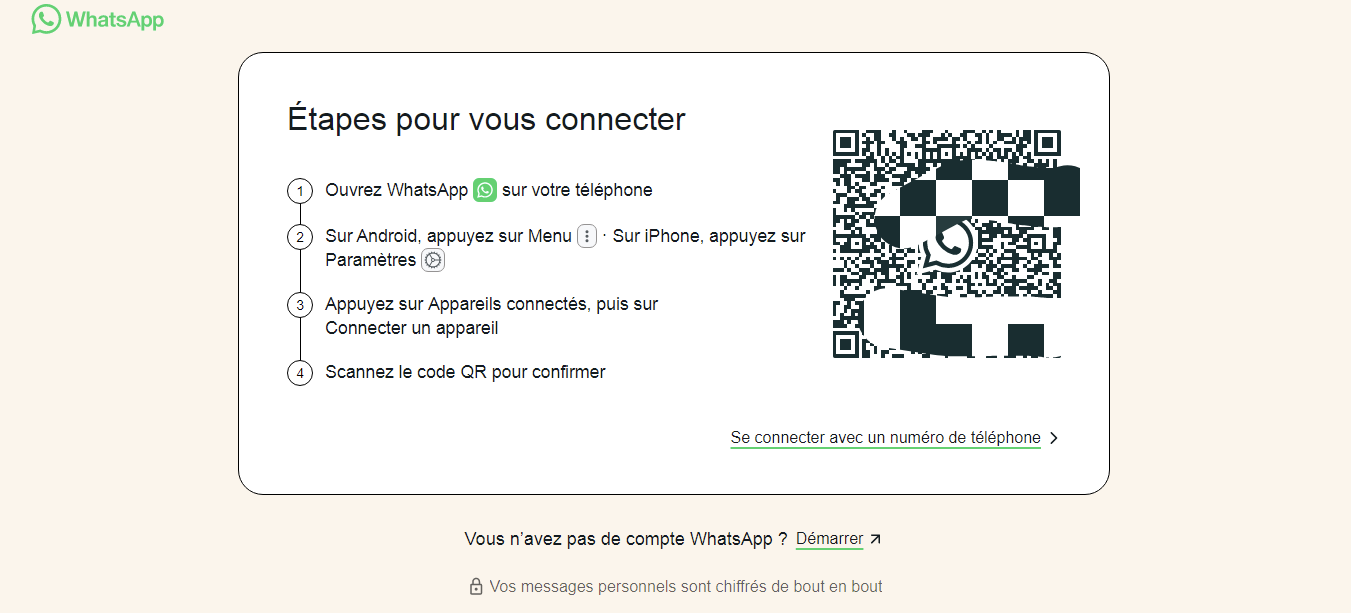 Scannez le QR code WhatsApp web