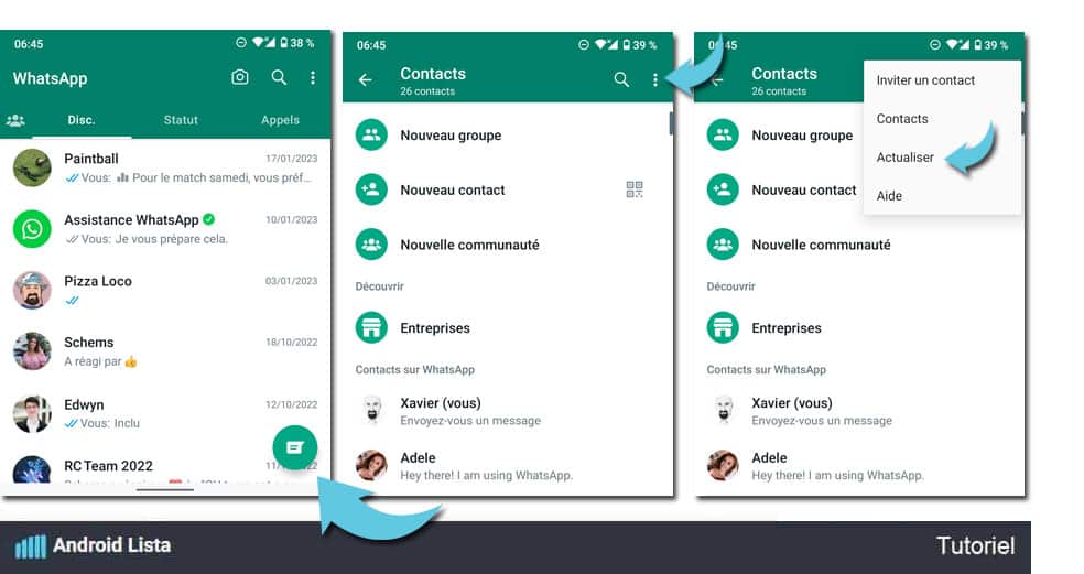 Actualisation De La Liste De Contacts WhatsApp