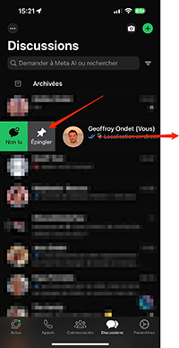 Étapes à Suivre Pour Épingler Une Discussion Sur Whatsapp Iphone
