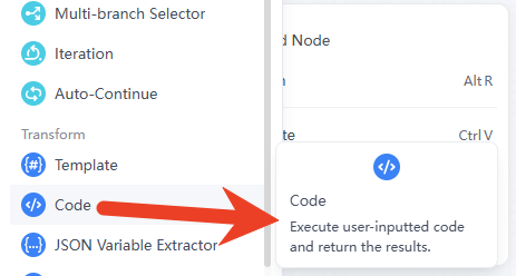 add code node