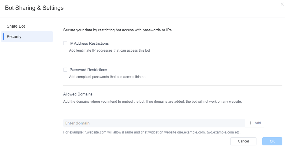 set security for bot