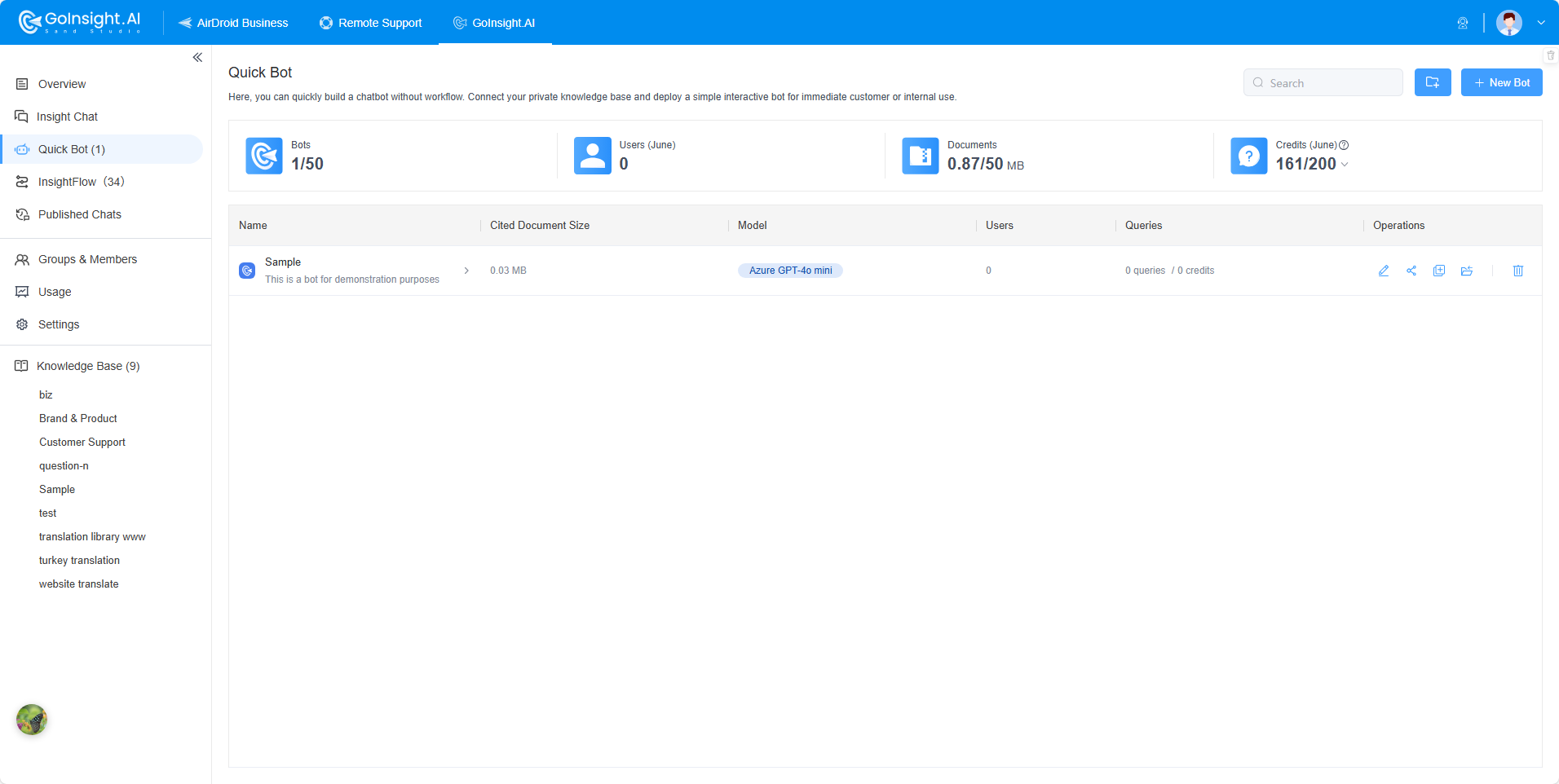 create new quick bot