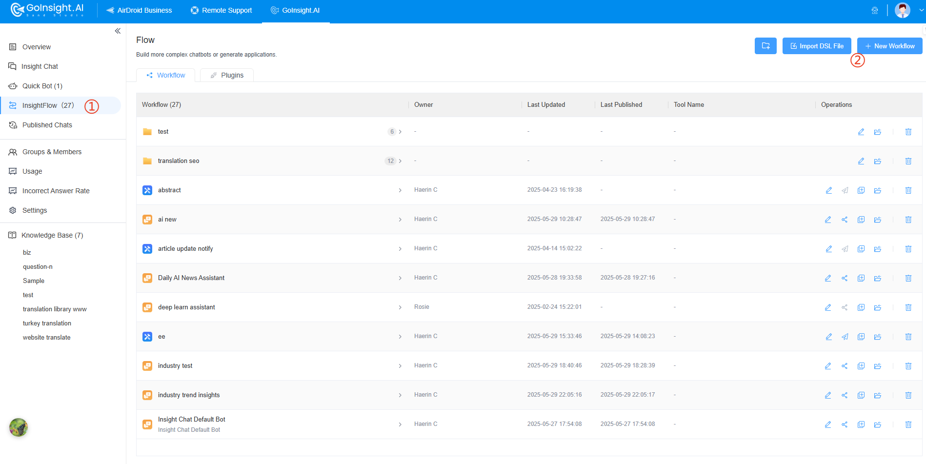 click and create new workflow