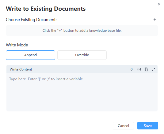 Choose existing documents