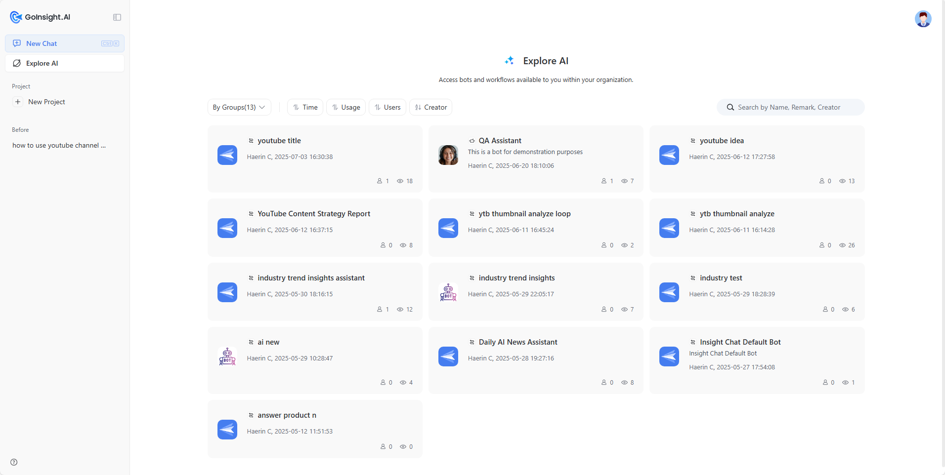 explore AI in Insight Chat