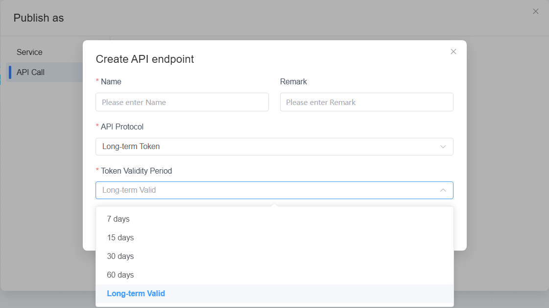 Fill in the basic information for the API