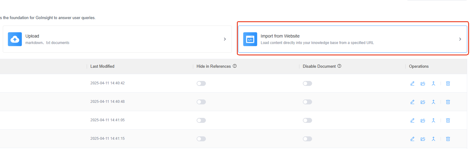 import the websites