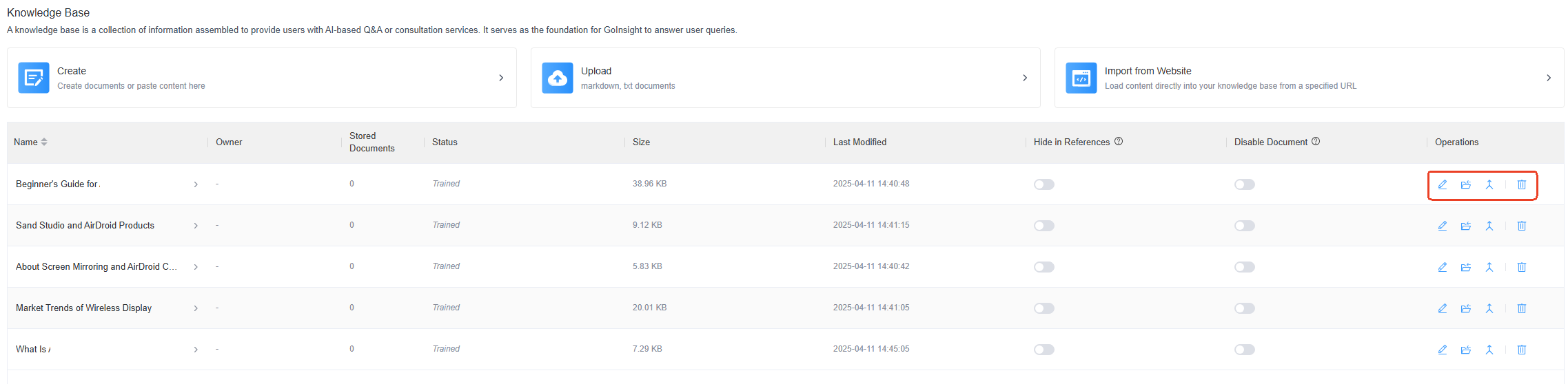 manage files in knowledge base