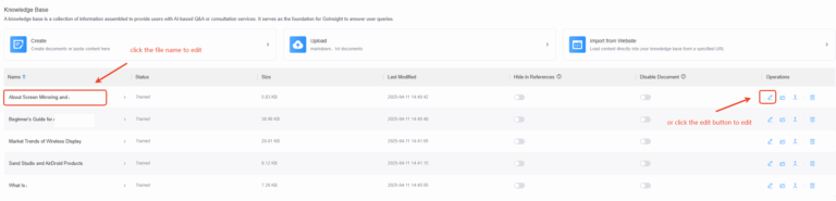 edit knowledge base