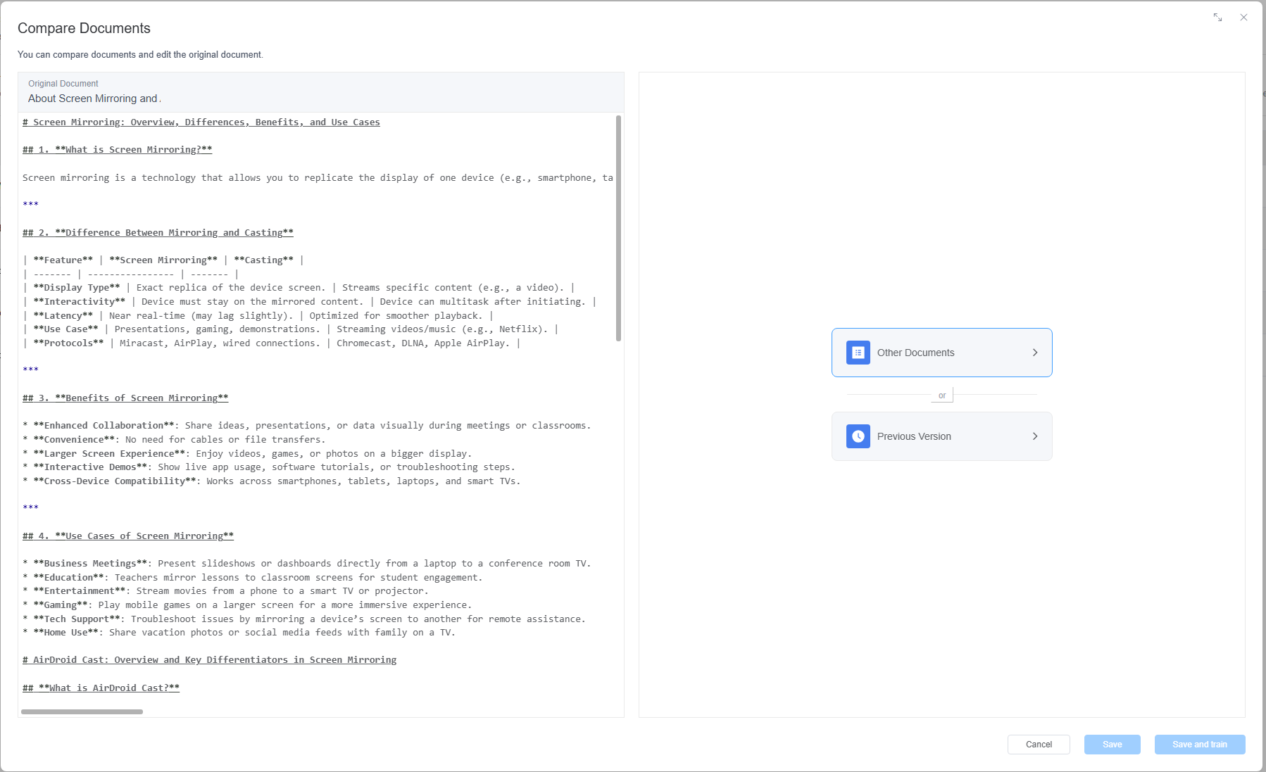 compare documents