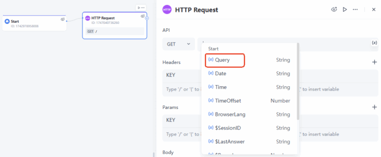 http enter variable