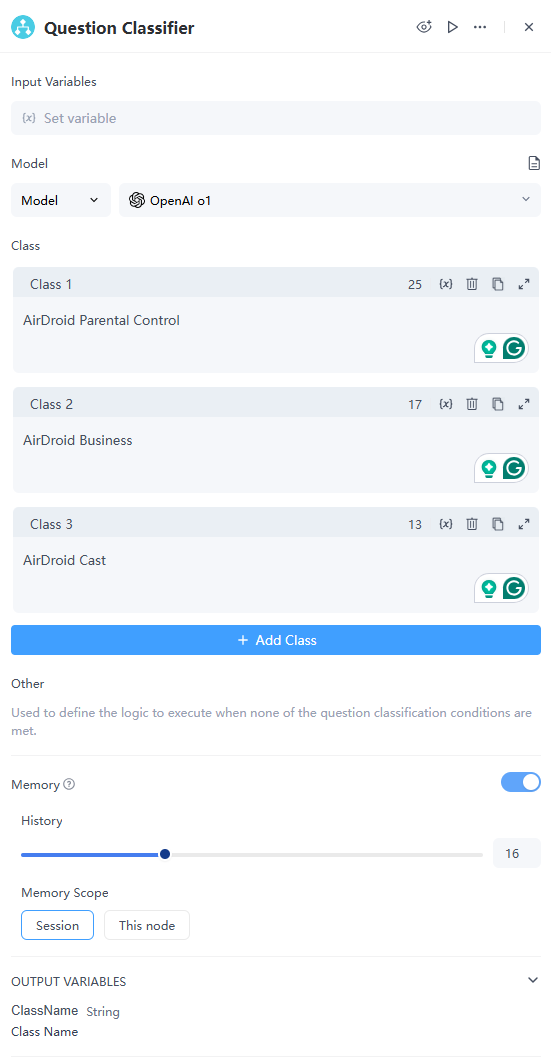 Question Classifier Example