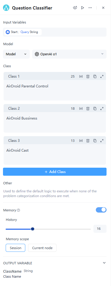 Question Classifier Example