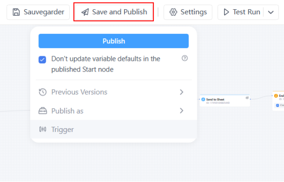 Save and Publish a Service Flow