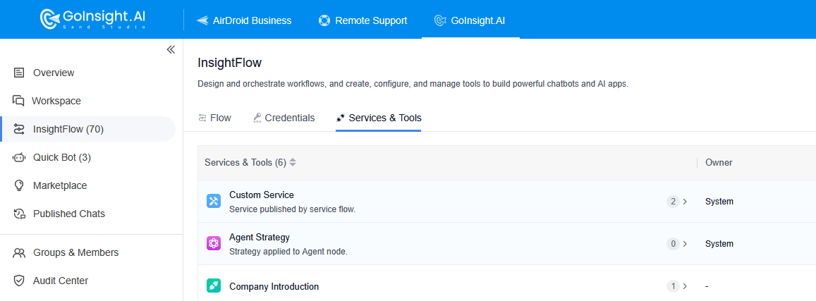 Services and Tools