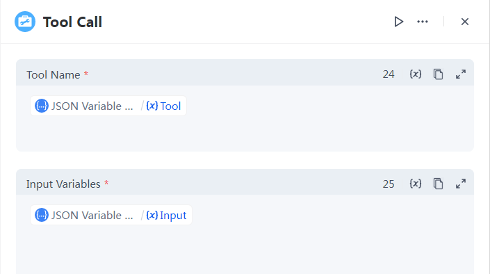 tool call variables sample