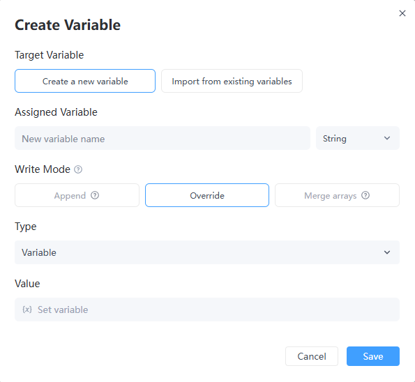 variable create a new