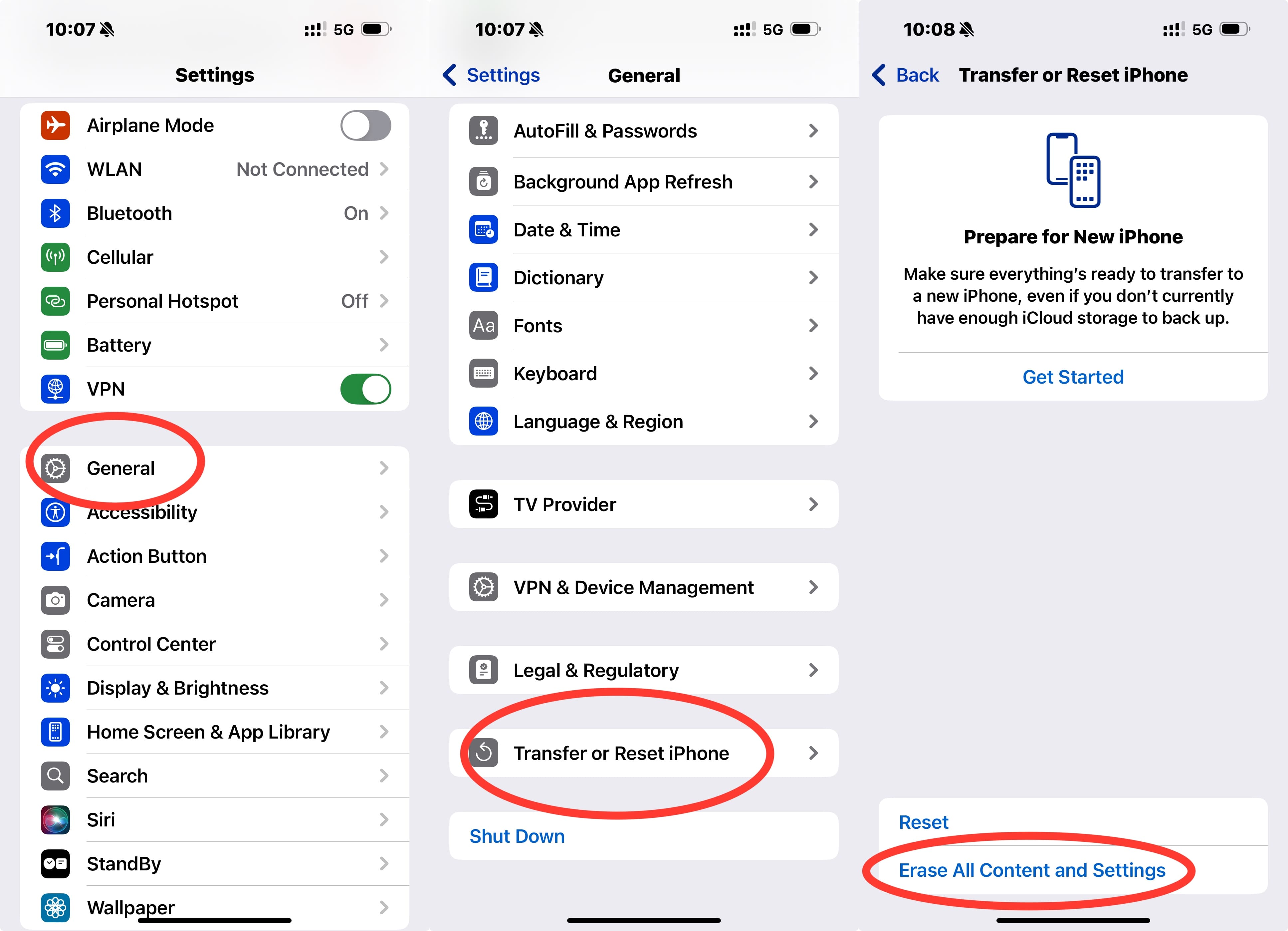 Transfer or Reset iPhone