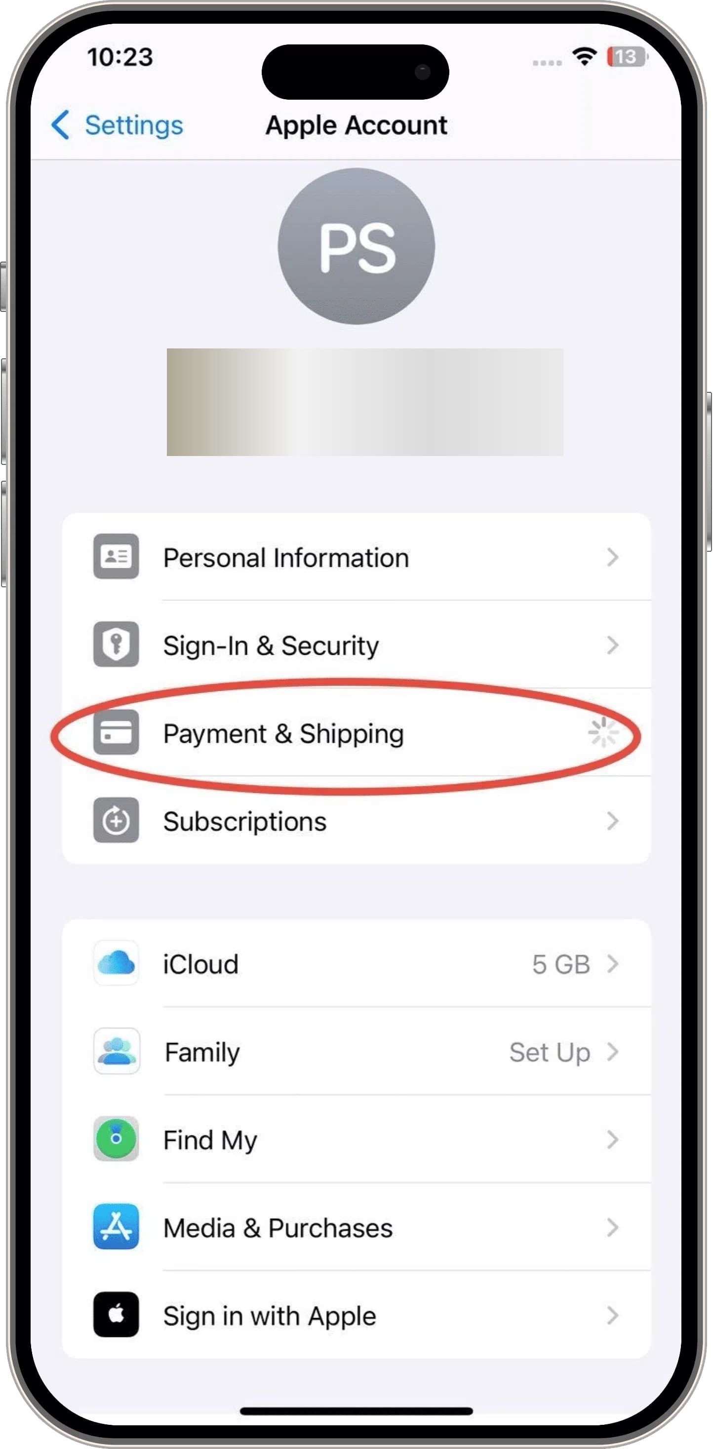 apple account payment and shipping