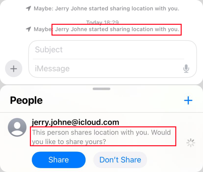 Apple notify location sharing