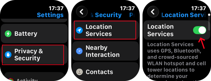 Apple Watch location services