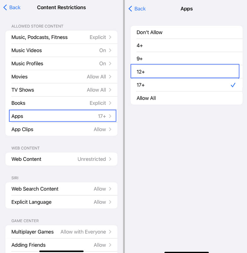 block age-inappropriate apps on iPhone