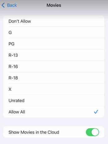 block explicit music movies TV shows on iPhone