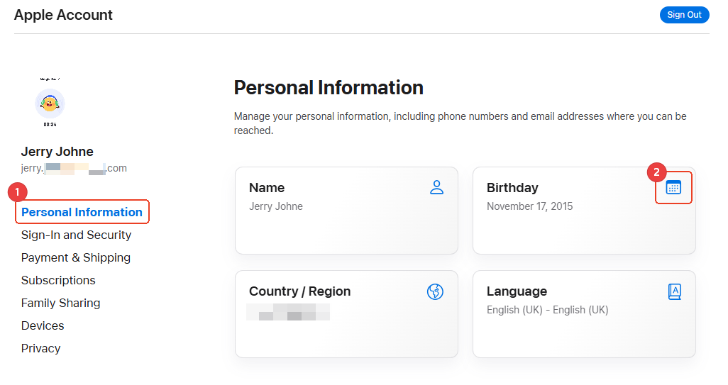 change Apple account age