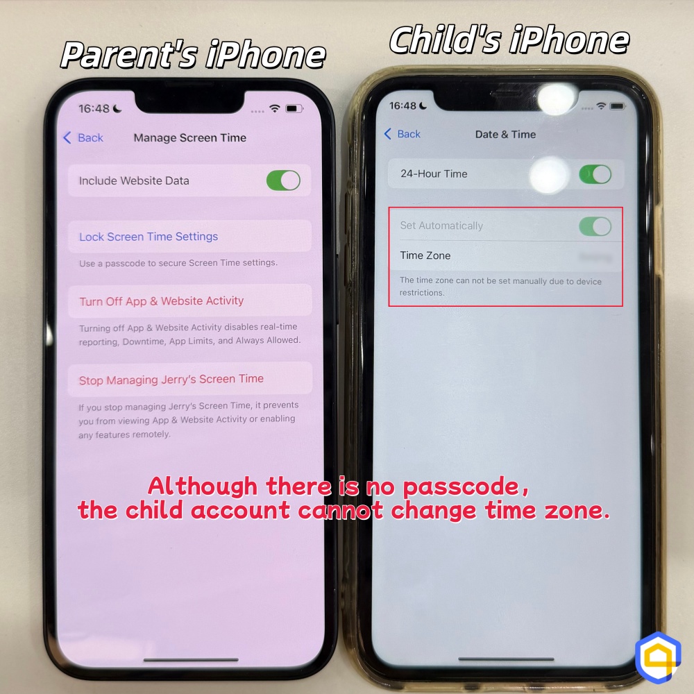 child can't change time zone anymore