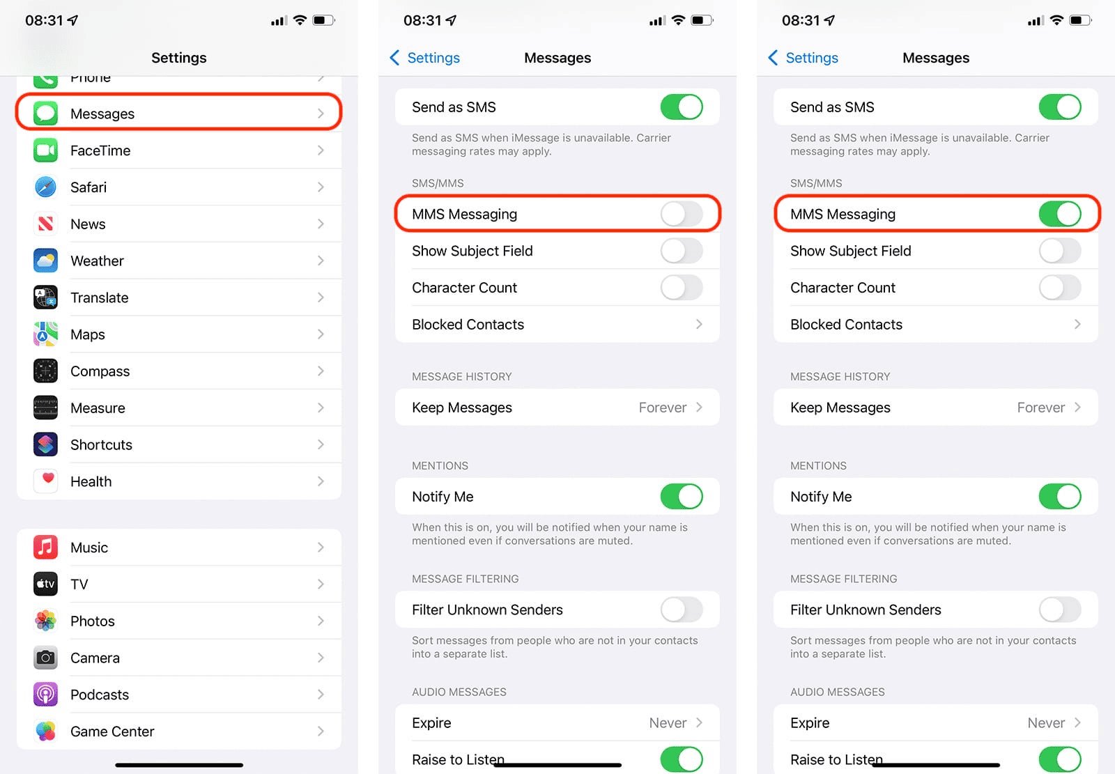 Enable MMS on iPhone