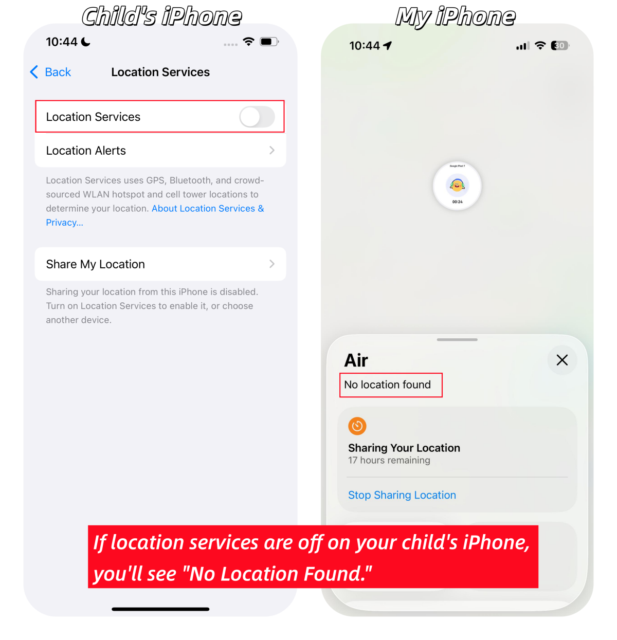 what happens if your child turned off location services