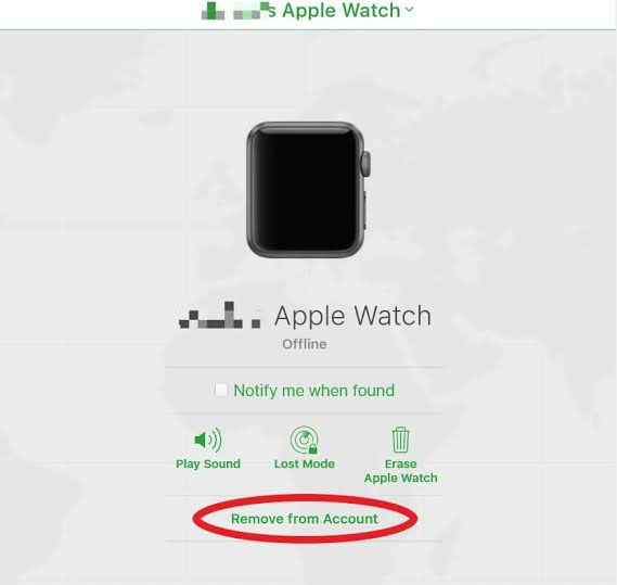 remove Apple Watch from account on iCloud website