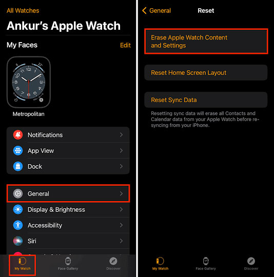 reset Apple Watch with paired iPhone