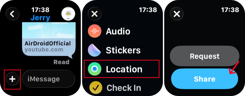 share location in Apple Watch Messages