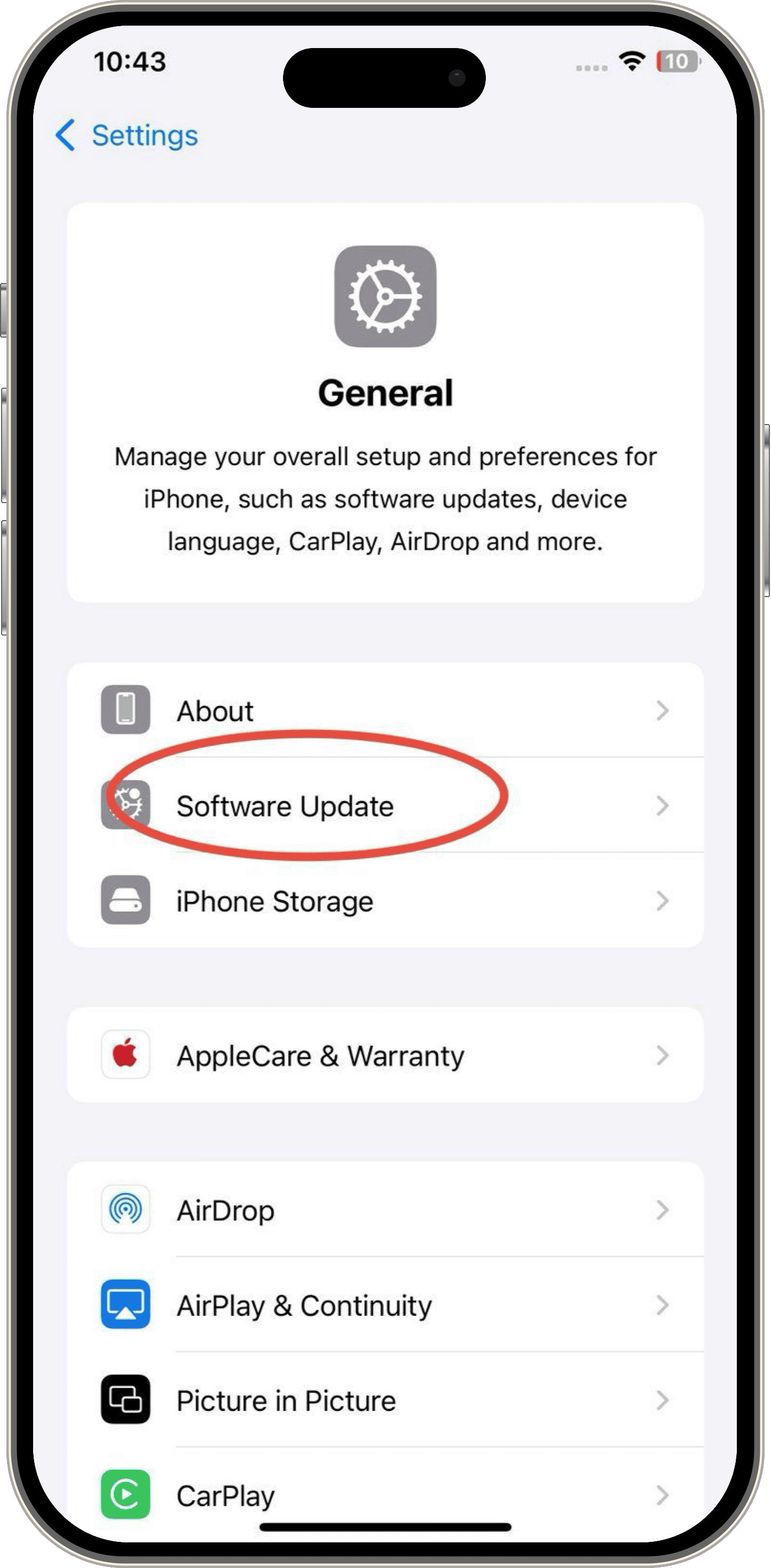 software update setting