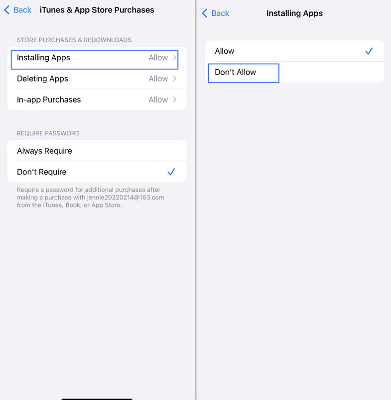 stop new apps from being installed on iPhone