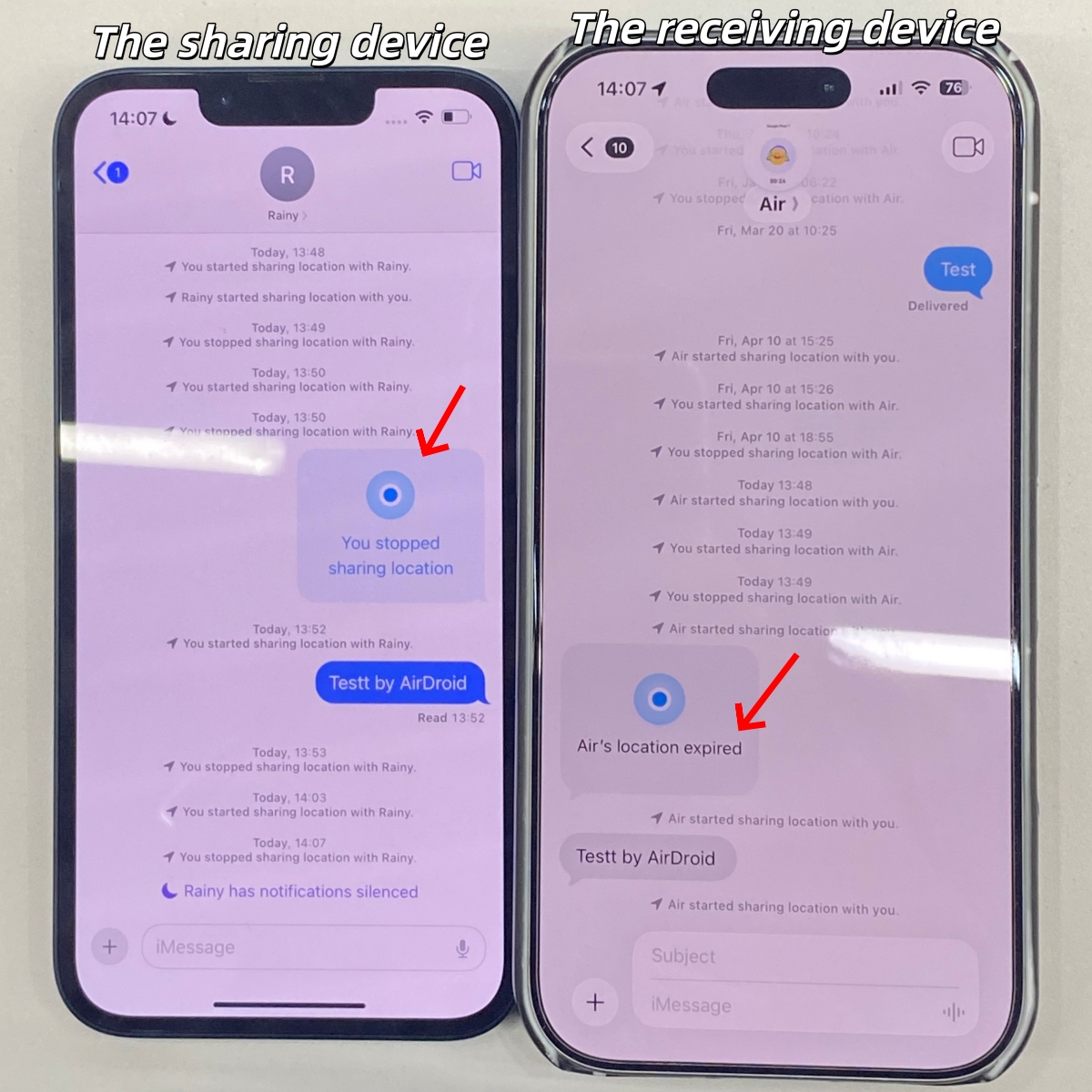 tell if someone stopped location sharing on iMessage