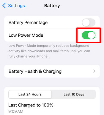 turn off Low Power mode