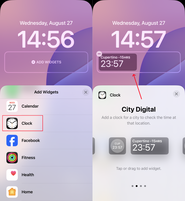 two time zone on iPhone lock screen