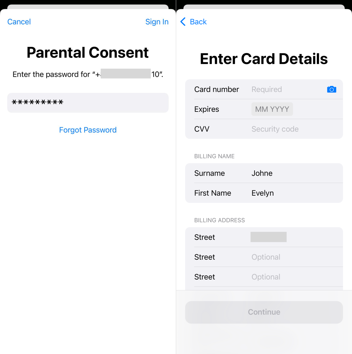 verify identity for child Apple account