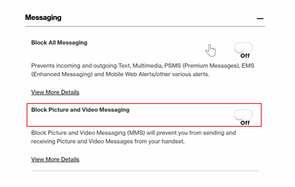 Verizon messaging settings