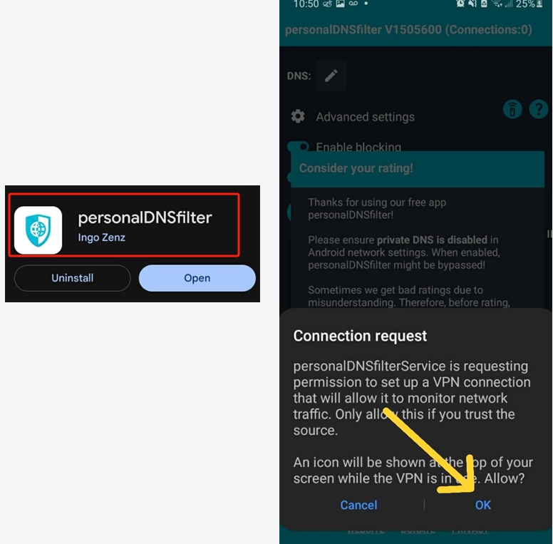 1. install and grant VPN Permission
