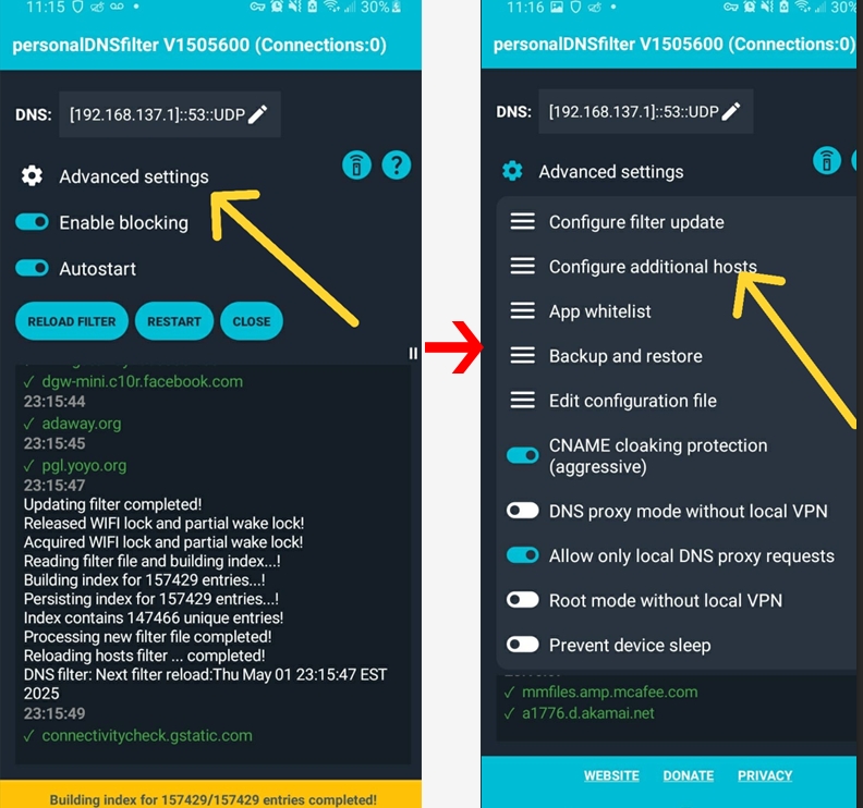 3. Access Manual Host Configuration
